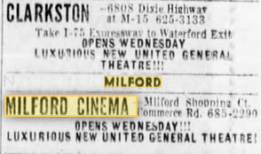 Clarkston Cinema - June 1972 Opening Ad (newer photo)